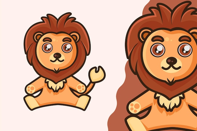 Cute Lion Animal Cartoon Character