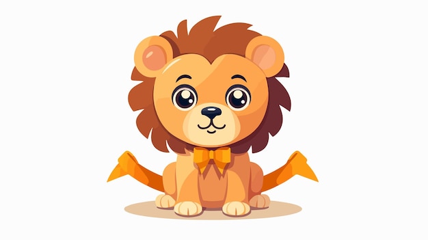 Vector cute lion animal with ribbon in circular frame vector