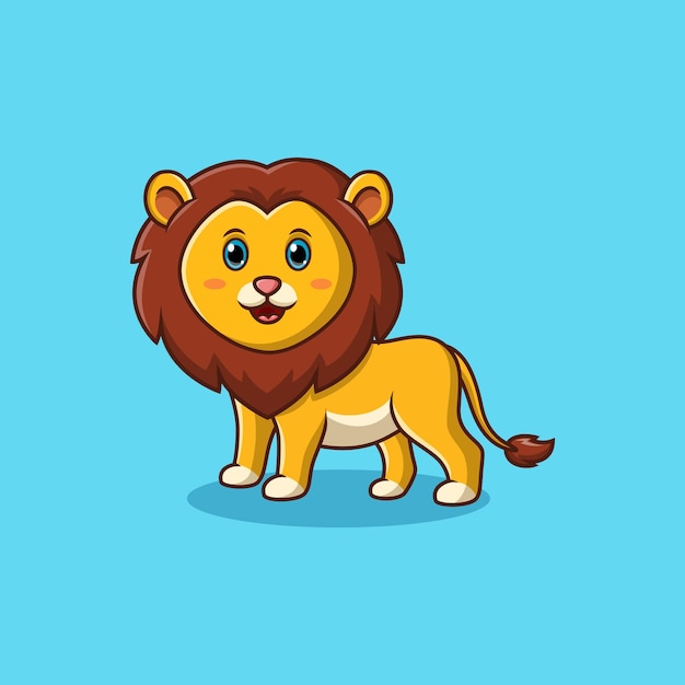 Cute lion cartoon character isolated background Vector illustration