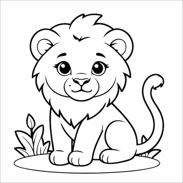 Cute Lion Coloring Page For Kids