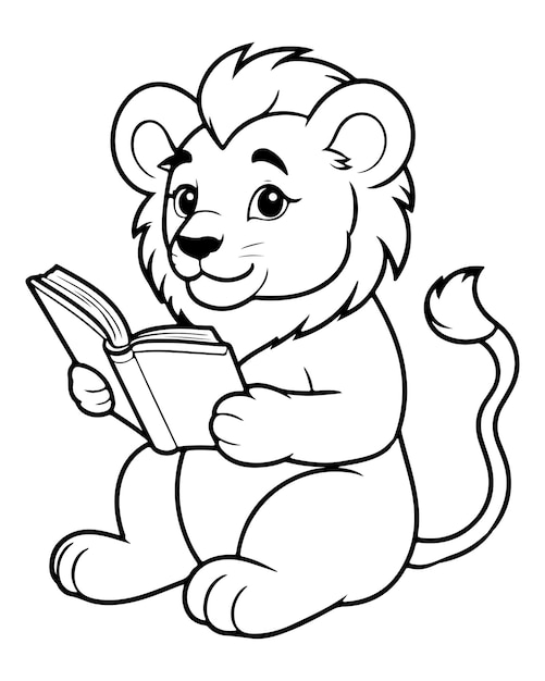 Cute Lion Coloring Pages for kids Lion cartoon vector Lion illustration black and white color