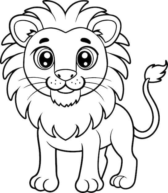 Cute Lion Doodle Coloring Page Character for Kids Activities