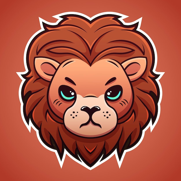 Cute lion face logo design in cartoon style baby pet animal