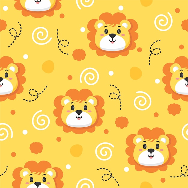 Cute lion illustration pattern design