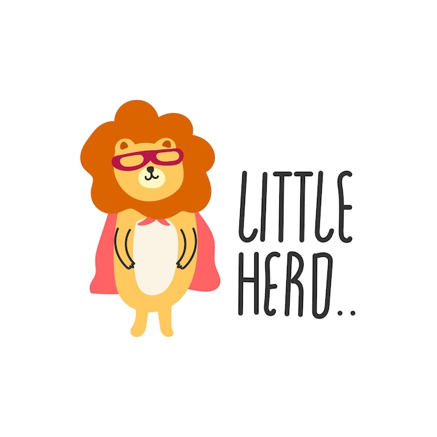 Cute lion little hero vector design for wallpaper background fabric and textile