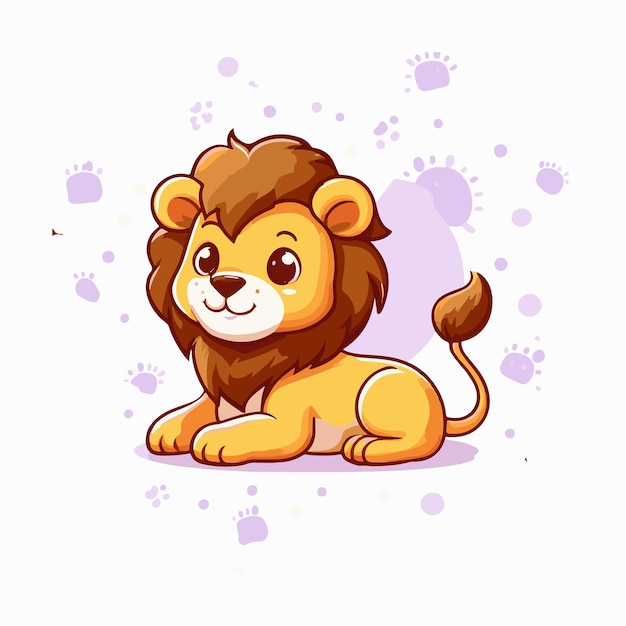 cute lion mascot cartoon vector icon illustration animal vector illustration