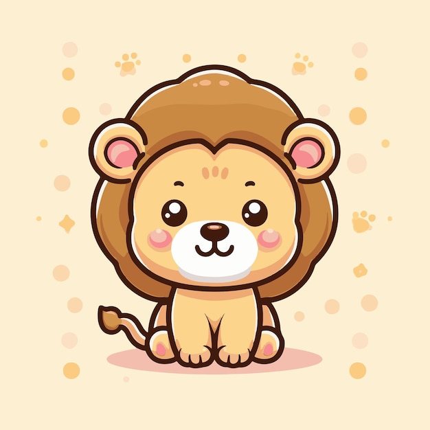 cute lion mascot cartoon vector icon illustration animal vector illustration