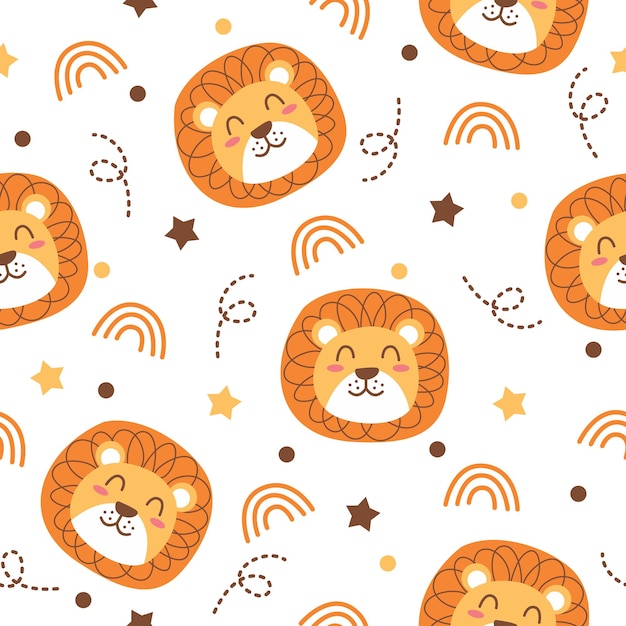 Cute lion pattern illustration design