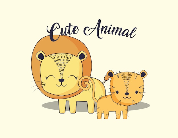 cute lion and tiger