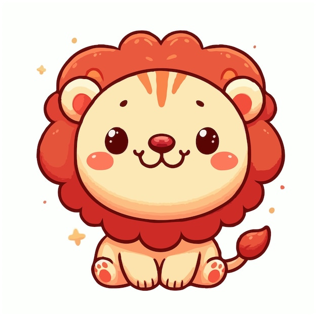 cute lion vector on white background