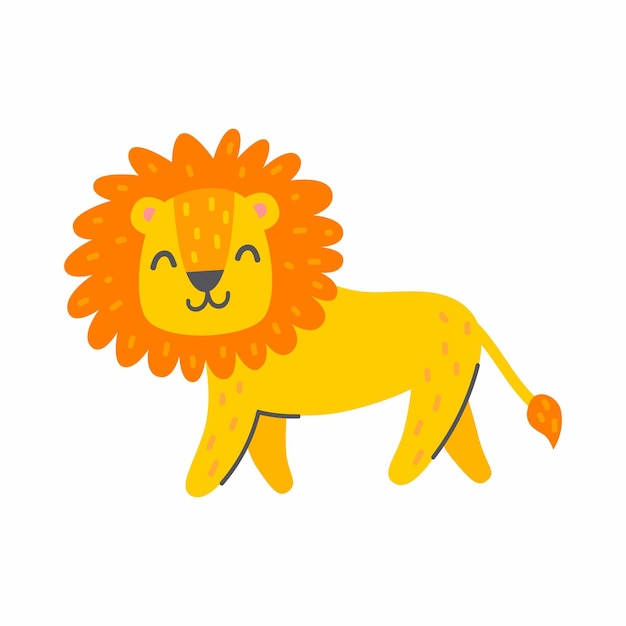 Cute lion on a white background vector childish illustration