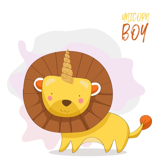 cute lion with gold glitter horn