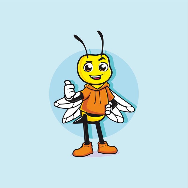 Cute litlle Bee mascot design   thumb up