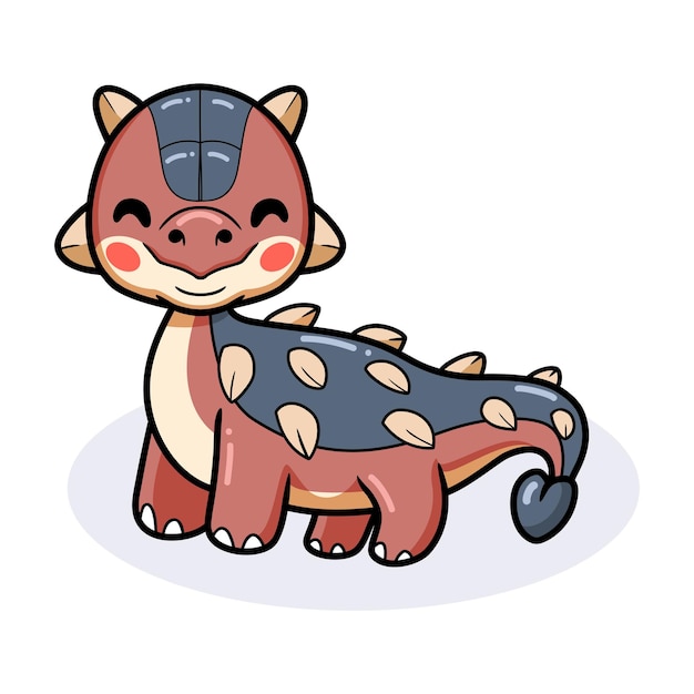 Cute little ankylosaurus dinosaur cartoon