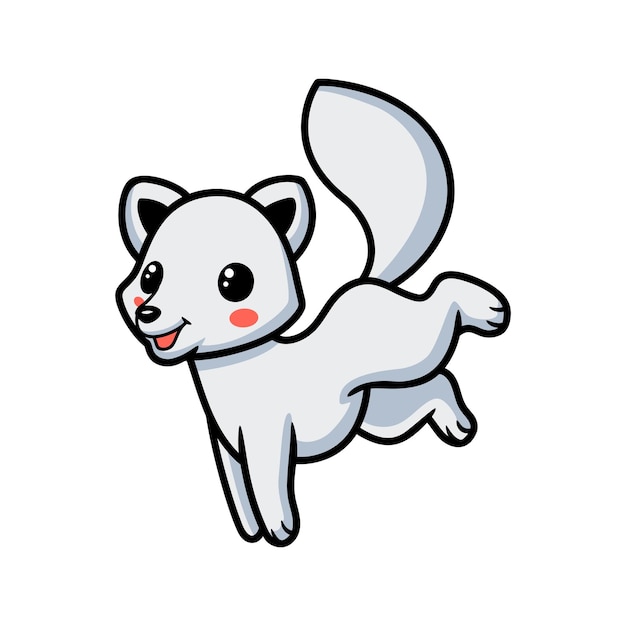 Cute little arctic fox cartoon posing