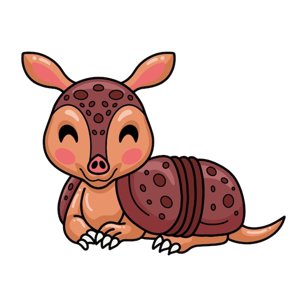 Cute little armadillo cartoon lying down