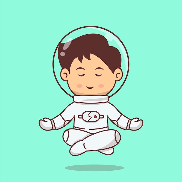 Cute Little Astronaut Playing Music with Music Player Space technology Vector Illustration