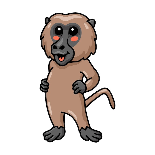 Cute little baboon monkey cartoon standing