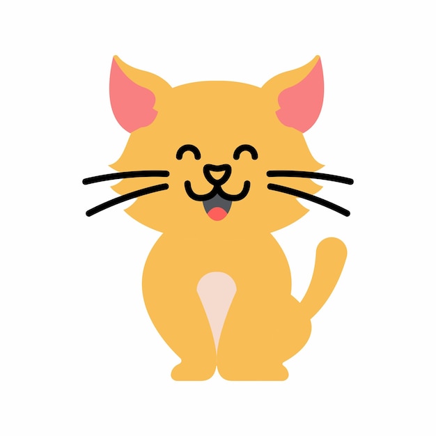 Cute little baby cat. funny smiling animal. colored flat cartoon vector illustration.