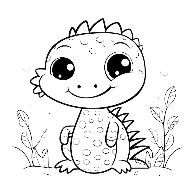 Cute little baby dinosaur Coloring book for children Vector illustration