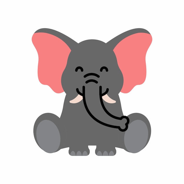 Cute little baby Elephant. funny smiling animal. colored flat cartoon vector illustration.