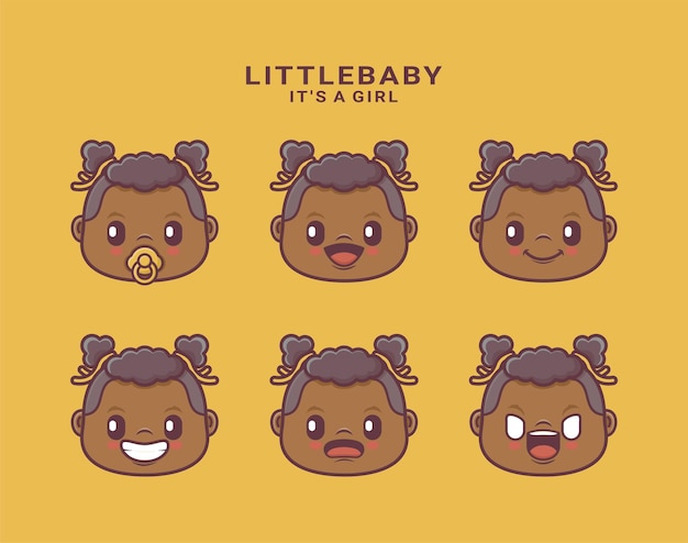 Cute little baby face cartoon collection