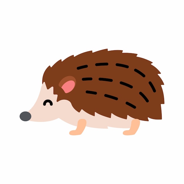 Cute little baby Hedgehog. funny smiling animal. colored flat cartoon vector illustration.