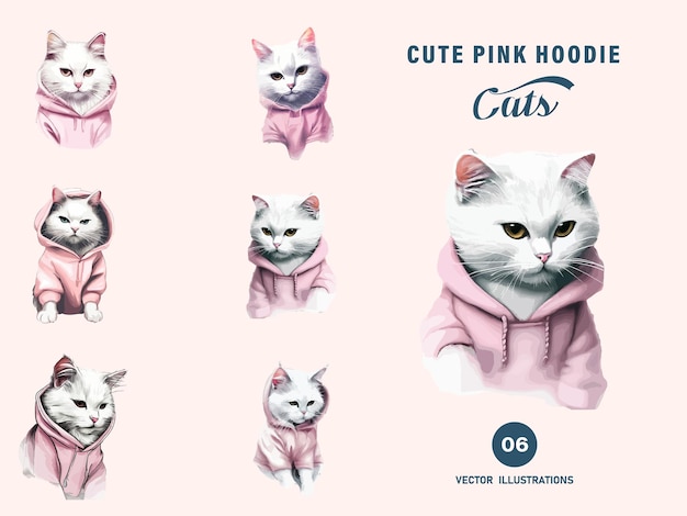 Cute Little Baby Hoodies Cats in Pink