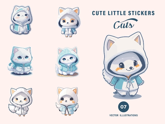 Cute Little Baby Hoodies Cats Stickers