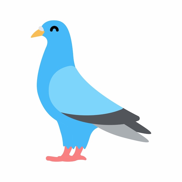 Cute little baby Pigeon. funny smiling animal. colored flat cartoon vector illustration.