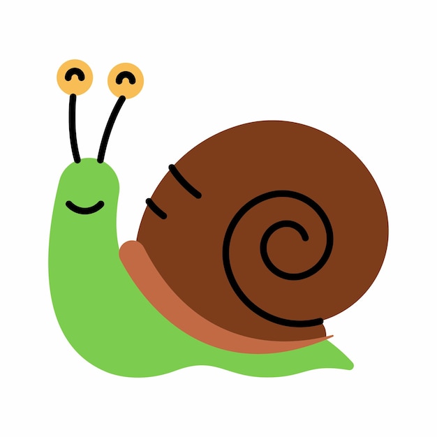 Cute little baby Snail. funny smiling animal. colored flat cartoon vector illustration.