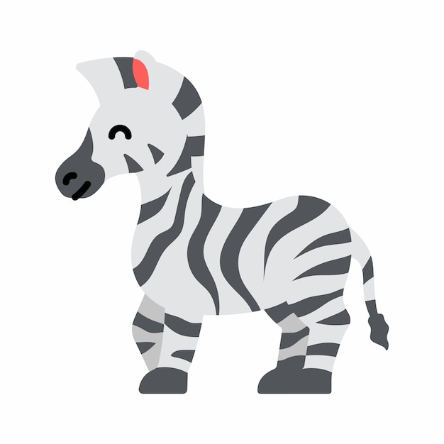 Cute little baby Zebra. funny smiling animal. colored flat cartoon vector illustration.