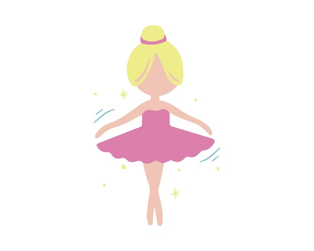 Cute little ballerina in a pink tutu Vector illustration