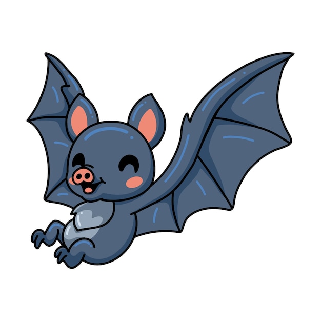 Cute little bat cartoon flying