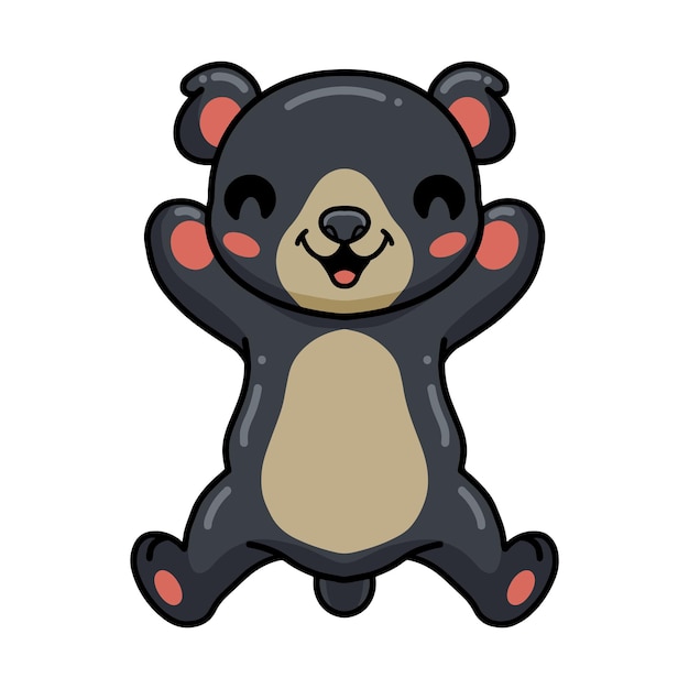 Cute little bear cartoon raising hands