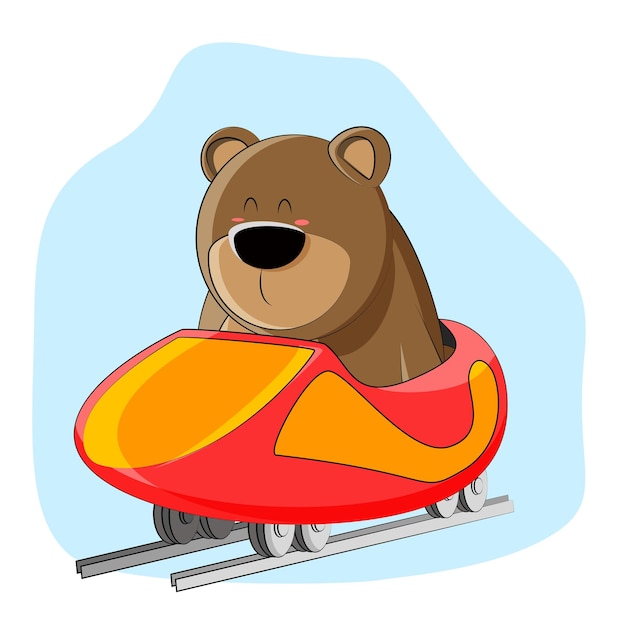 Cute little bear decided to ride a rollercoaster