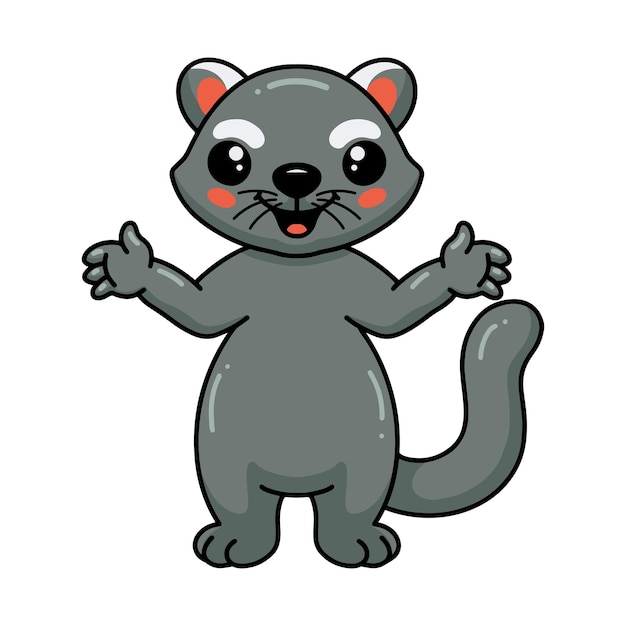 Cute little bearcat cartoon raising hands