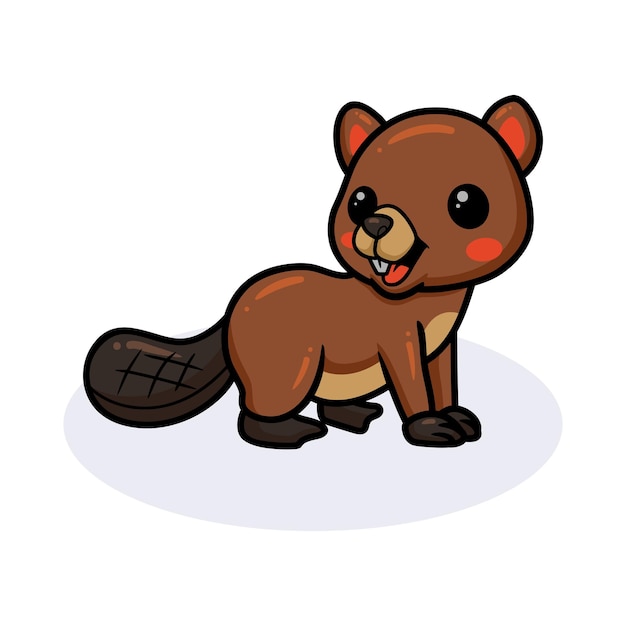 Cute little beaver cartoon posing