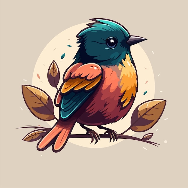 Cute little bird cartoon animal vector illustration for logo or mascot icon