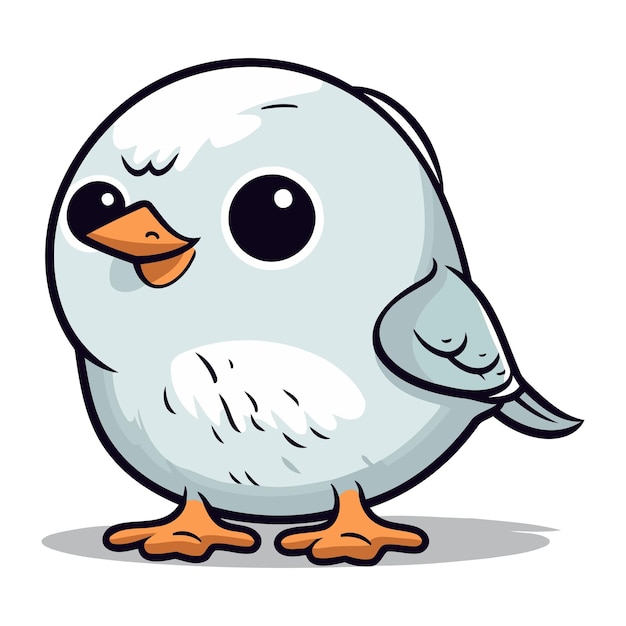 Cute little bird isolated on a white background Vector illustration