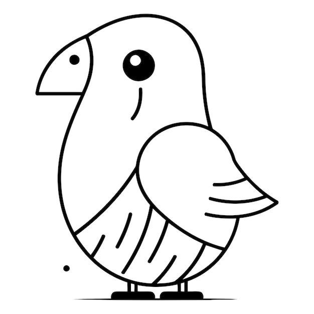 Cute little bird Vector illustration in doodle style