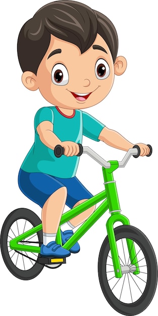 Cute little boy cartoon riding bicycle