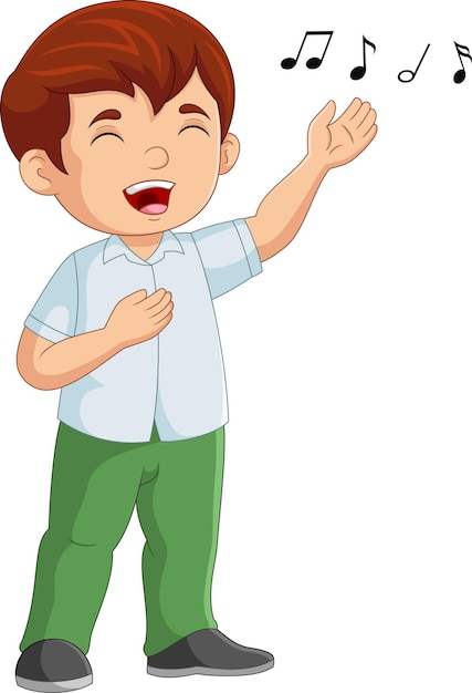 Cute little boy cartoon singing