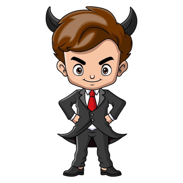 Cute little boy cartoon wearing devil costume