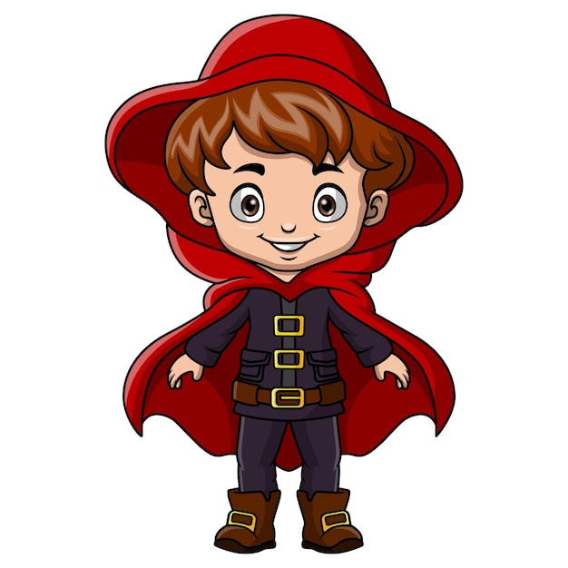 Cute little boy cartoon wearing witch costume