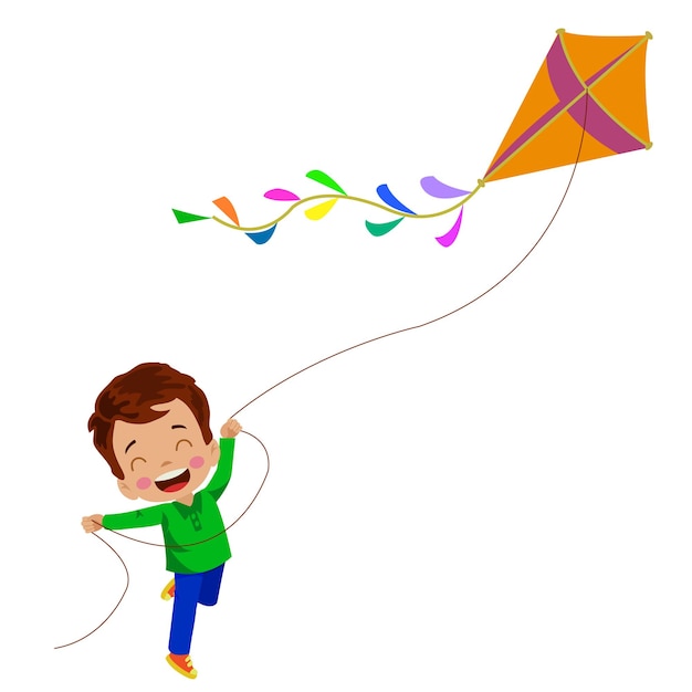 Cute little boy flying a kite