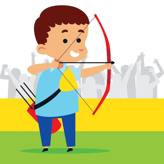 Cute little boy playing archery