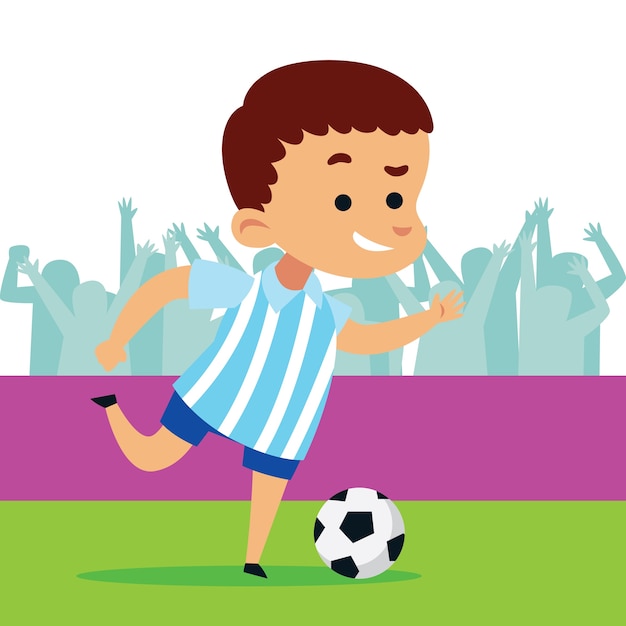 Cute little boy playing football/ soccer