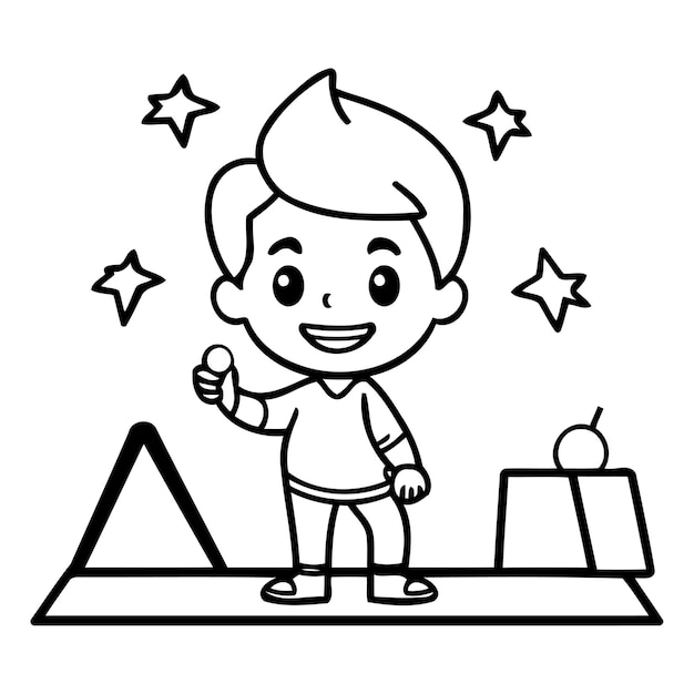 Cute little boy playing with firecracker Cartoon vector illustration