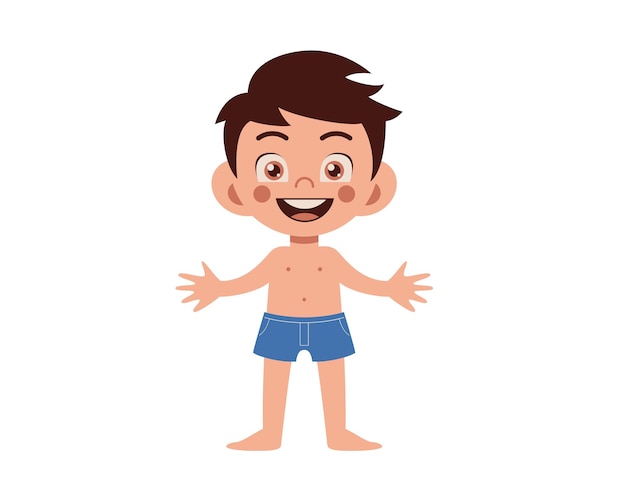 cute little boy with swimsuit avatar character vector illustration desing